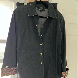 St John Sport casual pant suit. Top size L and Pants size 10, leopard detail